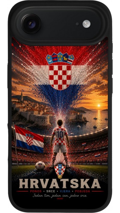 iPhone Air Case Hülle - Silikon schwarz Fussball Kroatien splash 2026