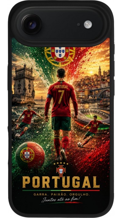 iPhone Air Case Hülle - Silikon schwarz Fussball Portugal splash 2026
