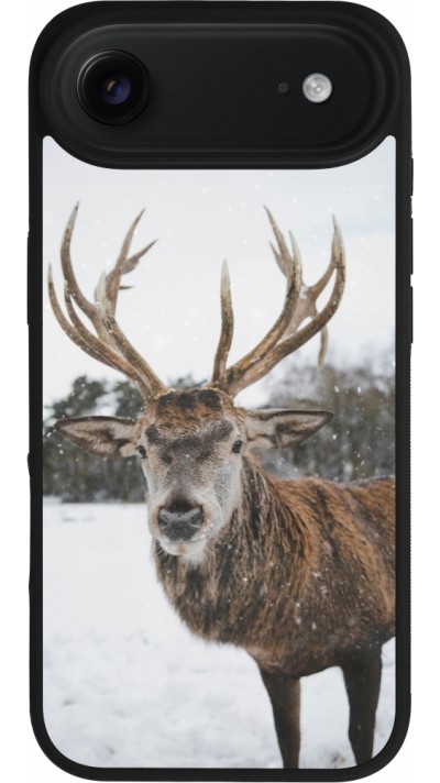 Coque iPhone Air - Silicone rigide noir Winter 25 Winter reindeer