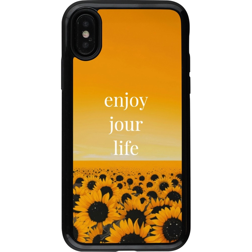 Coque iPhone X / Xs - Hybrid Armor noir Summer 2025 Enjoy your life
