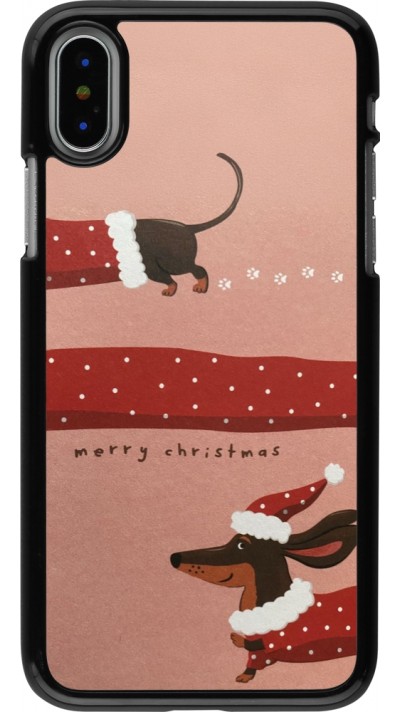 Coque iPhone X / Xs - Christmas 25 Teckel Merry Xmas