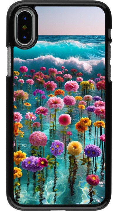 iPhone X / Xs Case Hülle - Blumenmeer Wellen