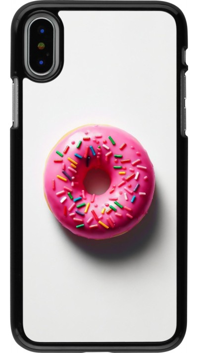Coque iPhone X / Xs - Weißer Hintergrund, pinker Donut