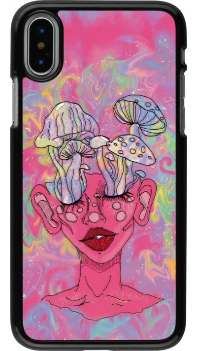 iPhone X / Xs Case Hülle - Psychedelic pink mushroom