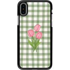 Coque iPhone X / Xs - Green vichy tulips Spring 2026
