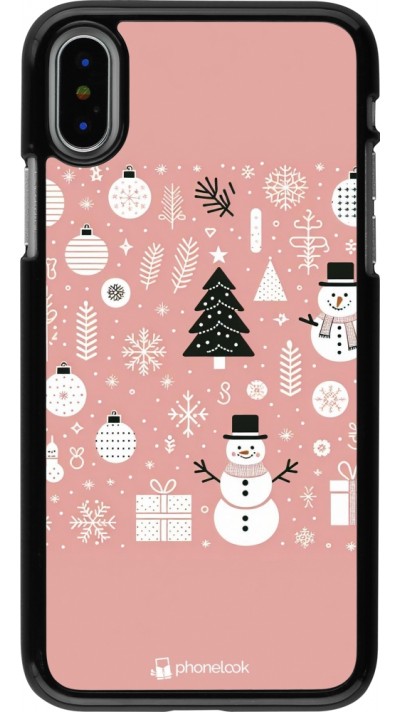 iPhone X / Xs Case Hülle - Weihnachten 2024 Rose Schneemann Weihnachten