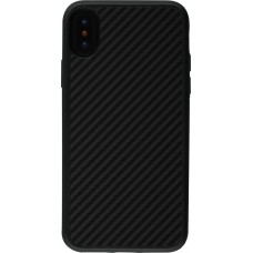 Coque iPhone X / Xs - Silicone rigide noir Carbon Basic