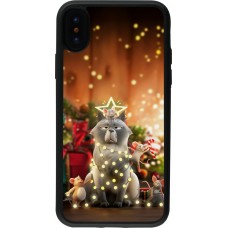 iPhone X / Xs Case Hülle - Silikon schwarz Christmas 25 Xmas Cat