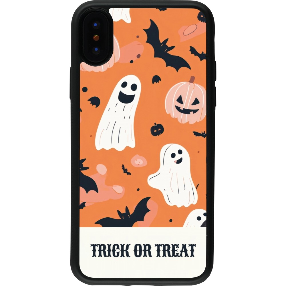 Coque iPhone X / Xs - Silicone rigide noir Halloween 2025 Trick treat
