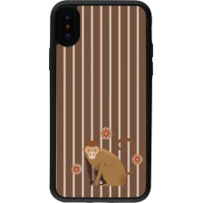 Coque iPhone X / Xs - Silicone rigide noir Monkey with stripes