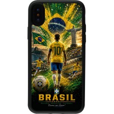 Coque iPhone X / Xs - Silicone rigide noir Football Brésil splash 2026
