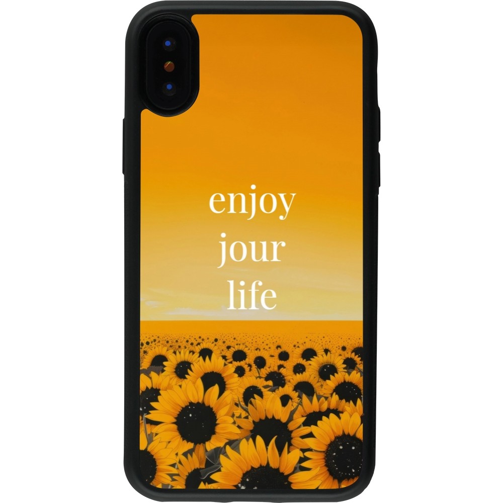 Coque iPhone X / Xs - Silicone rigide noir Summer 2025 Enjoy your life