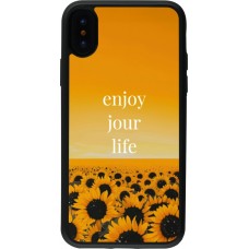 Coque iPhone X / Xs - Silicone rigide noir Summer 2025 Enjoy your life