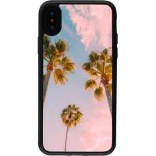 Coque iPhone X / Xs - Silicone rigide noir Summer 2025 Palmiers