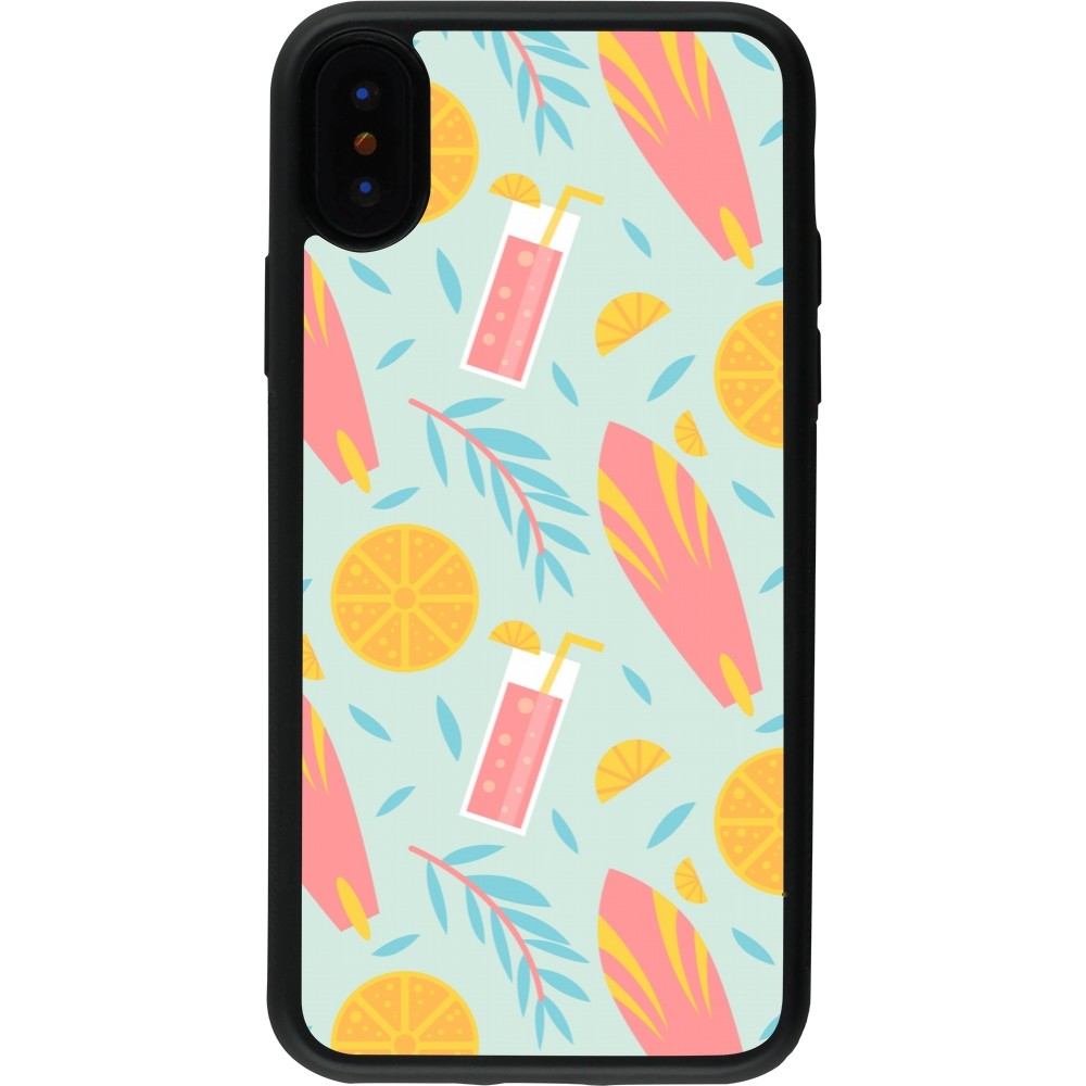 Coque iPhone X / Xs - Silicone rigide noir Summer 2025 Pattern citron