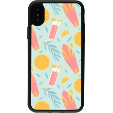 Coque iPhone X / Xs - Silicone rigide noir Summer 2025 Pattern citron
