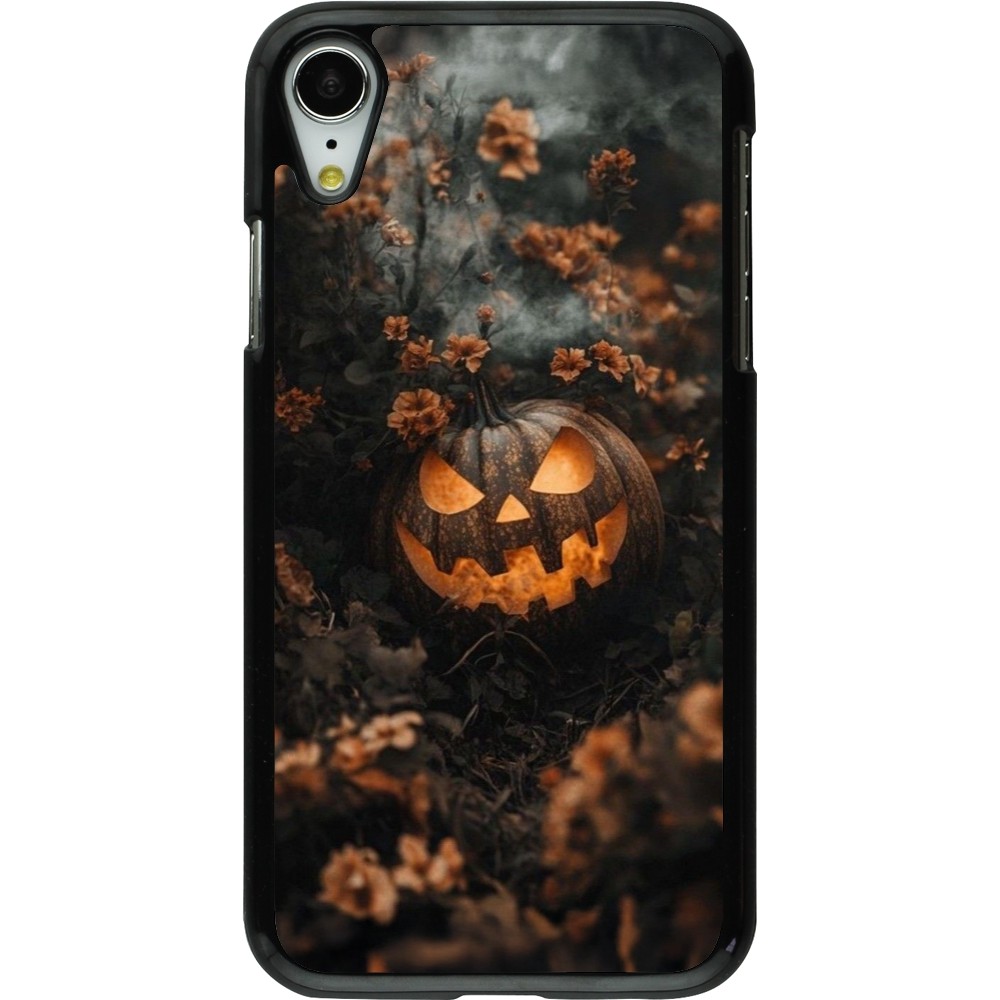 Coque iPhone XR - Halloween 2025 Pumpkin with flowers