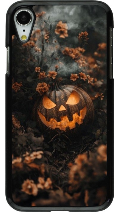 Coque iPhone XR - Halloween 2025 Pumpkin with flowers