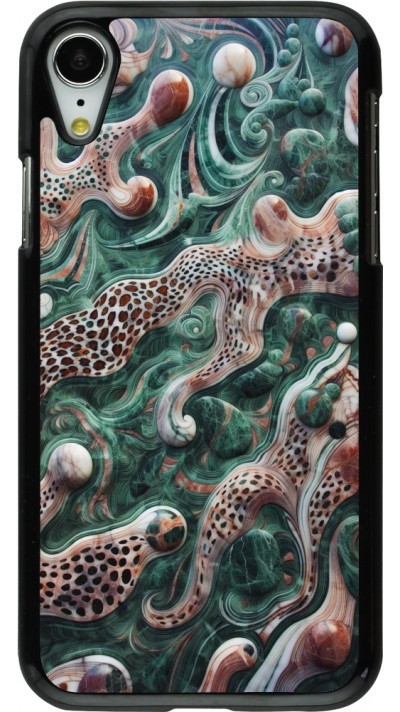 iPhone XR Case Hülle - Grüner Marmor und abstrakter Leopard