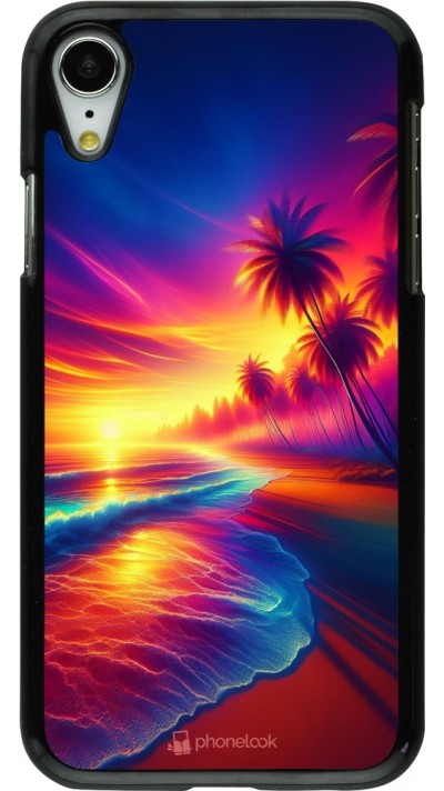 Coque iPhone XR - Plage coucher soleil flashy Coque iPhone XR - Plage coucher soleil flashy