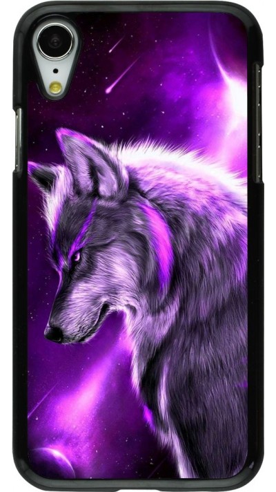 Hülle iPhone XR - Purple Sky Wolf