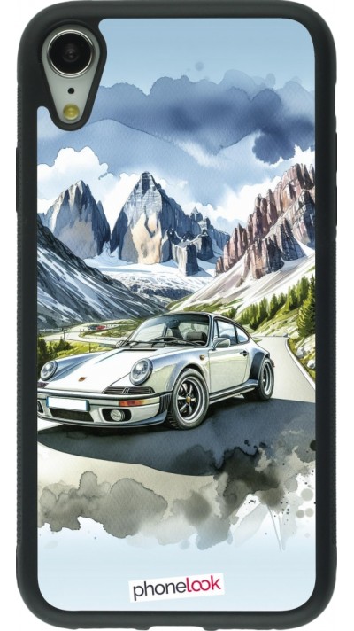 iPhone XR Case Hülle - Silikon schwarz Porsche 911 Berg Aquarell