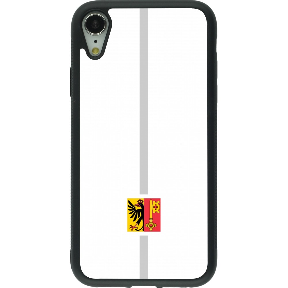 Coque iPhone XR - Silicone rigide noir Canton GE blanc