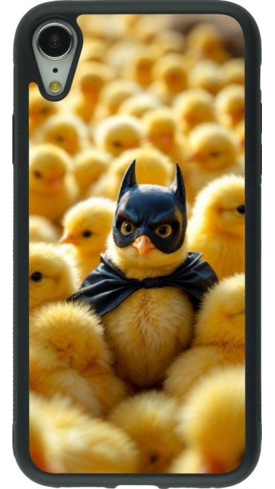 Coque iPhone XR - Silicone rigide noir Easter 2026 Chicken Batman