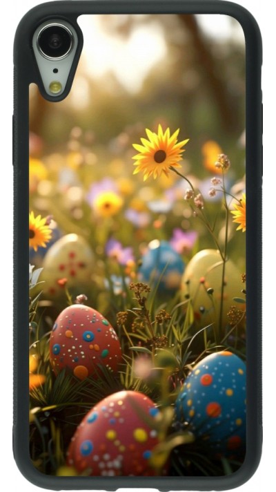Coque iPhone XR - Silicone rigide noir Easter 2026 Decorated eggs