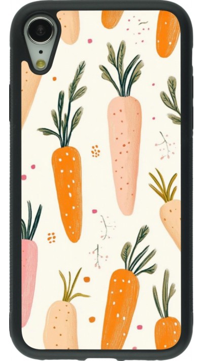 Coque iPhone XR - Silicone rigide noir Easter 2026 Illustration carrots