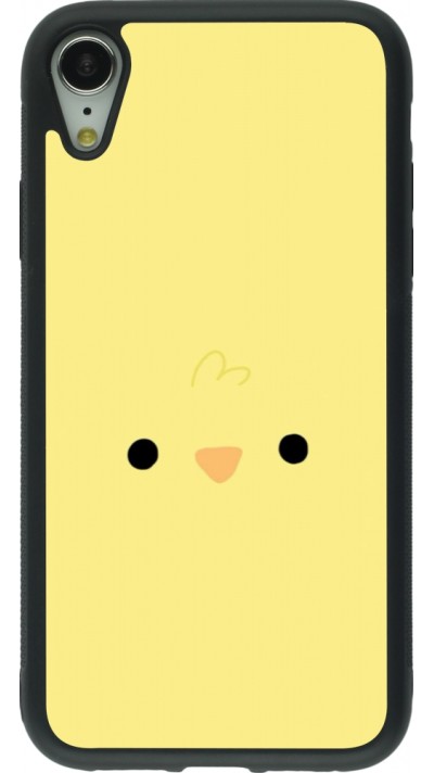 Coque iPhone XR - Silicone rigide noir Easter 2026 Little chicken