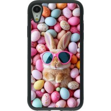 Coque iPhone XR - Silicone rigide noir Easter 2026 Rabbit fun
