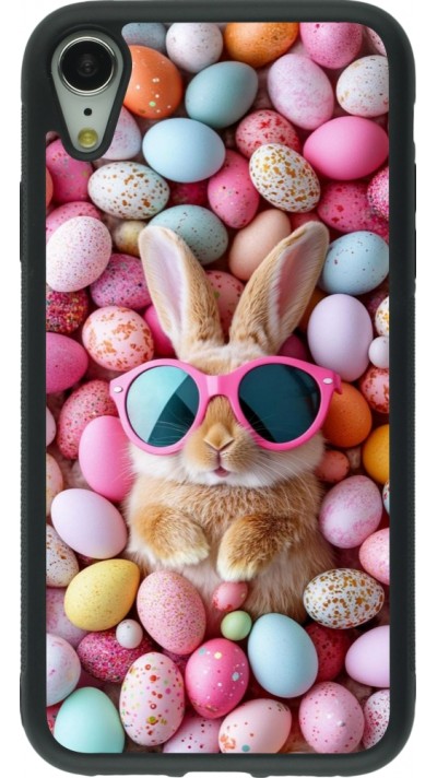 Coque iPhone XR - Silicone rigide noir Easter 2026 Rabbit fun