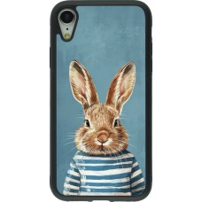 Coque iPhone XR - Silicone rigide noir Easter 2026 Rabbit navy