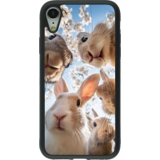 Coque iPhone XR - Silicone rigide noir Easter 2026 Rabbits