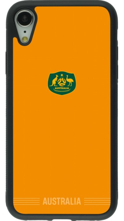 Coque iPhone XR - Silicone rigide noir Maillot de football Australie 2026 personnalisable