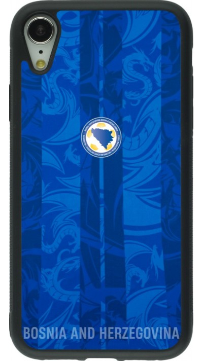 Coque iPhone XR - Silicone rigide noir Maillot de football Bosnie-Herzégovine 2026 personnalisable