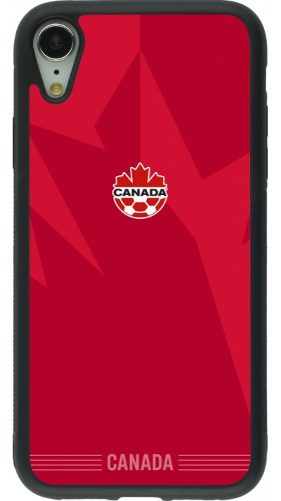 Coque iPhone XR - Silicone rigide noir Maillot de football Canada 2026 personnalisable