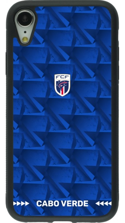 Coque iPhone XR - Silicone rigide noir Maillot de football Cap-Vert 2026 personnalisable