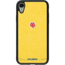 Coque iPhone XR - Silicone rigide noir Maillot de football Colombie 2026 personnalisable
