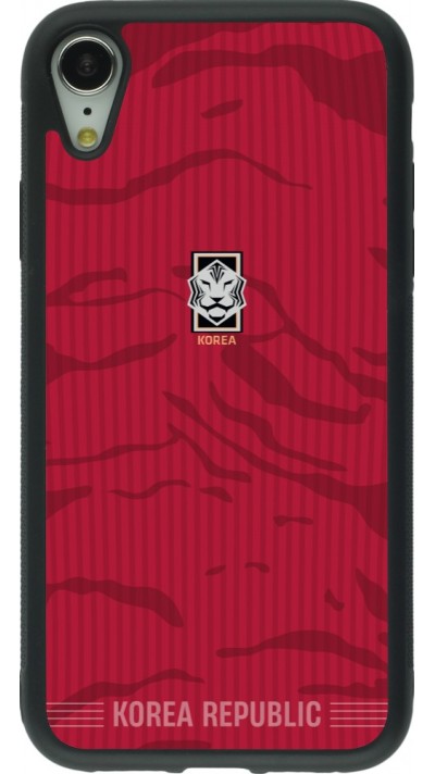 Coque iPhone XR - Silicone rigide noir Maillot de football Corée du Sud 2026 personnalisable