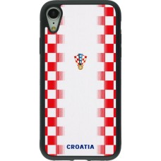 Coque iPhone XR - Silicone rigide noir Maillot de football Croatie 2026 personnalisable