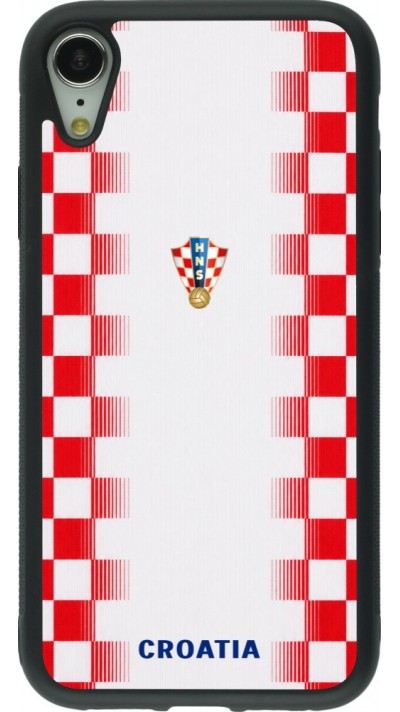 Coque iPhone XR - Silicone rigide noir Maillot de football Croatie 2026 personnalisable