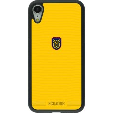 Coque iPhone XR - Silicone rigide noir Maillot de football Équateur 2026 personnalisable