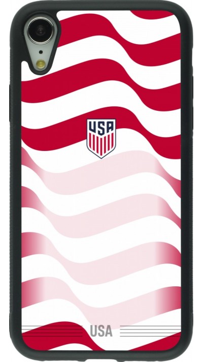 Coque iPhone XR - Silicone rigide noir Maillot de football E?tats Unis 2026 personnalisable