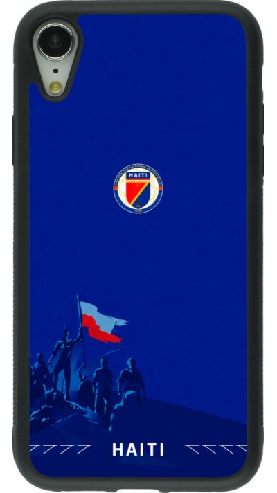 Coque iPhone XR - Silicone rigide noir Maillot de football Haiti 2026 personnalisable