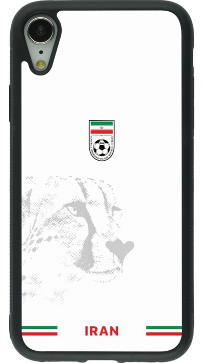 Coque iPhone XR - Silicone rigide noir Maillot de football Iran 2026 personnalisable
