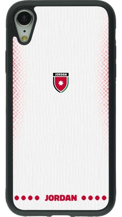 Coque iPhone XR - Silicone rigide noir Maillot de football Jordanie 2026 personnalisable
