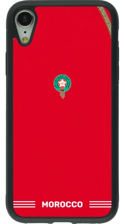 Coque iPhone XR - Silicone rigide noir Maillot de football Maroc 2026 personnalisable