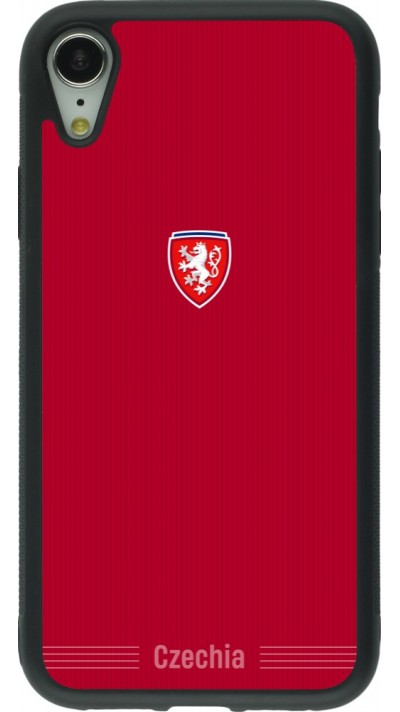 Coque iPhone XR - Silicone rigide noir Maillot de football Répuplique Tchèque 2026 personnalisable